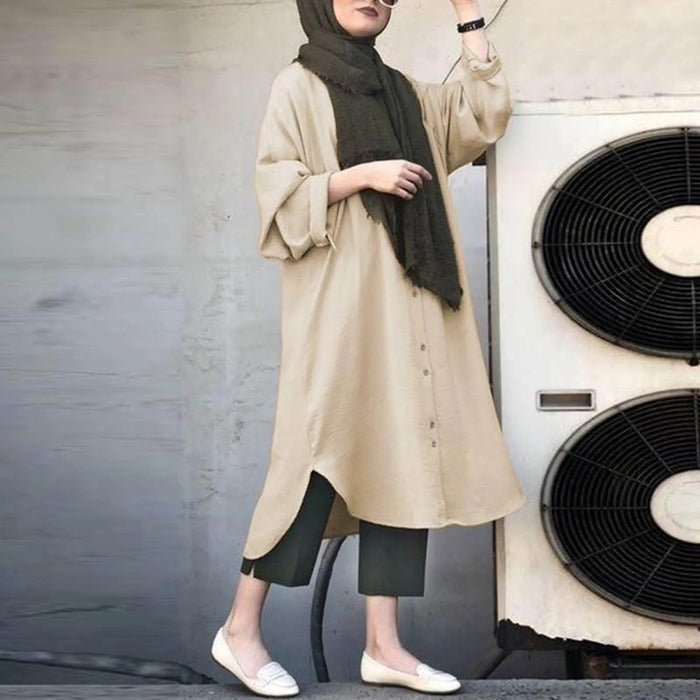 Muslim Hijab Tops Turkish Blouse Women Long Sleeve Irregular Shirt Turkey Dubai Abaya Loose Blusas Kaftan Isamic Clothing - CLICK TIK
