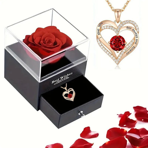 Necklace With Rose Flower Gift Box - CLICK TIK