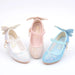 New Kids Leather Shoes Fashion Fringed Butterfly Knot Girls Princess Shoes Casual Glitter Children High Heel Student Dance Shoes - CLICK TIK