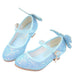 New Kids Leather Shoes Fashion Fringed Butterfly Knot Girls Princess Shoes Casual Glitter Children High Heel Student Dance Shoes - CLICK TIK