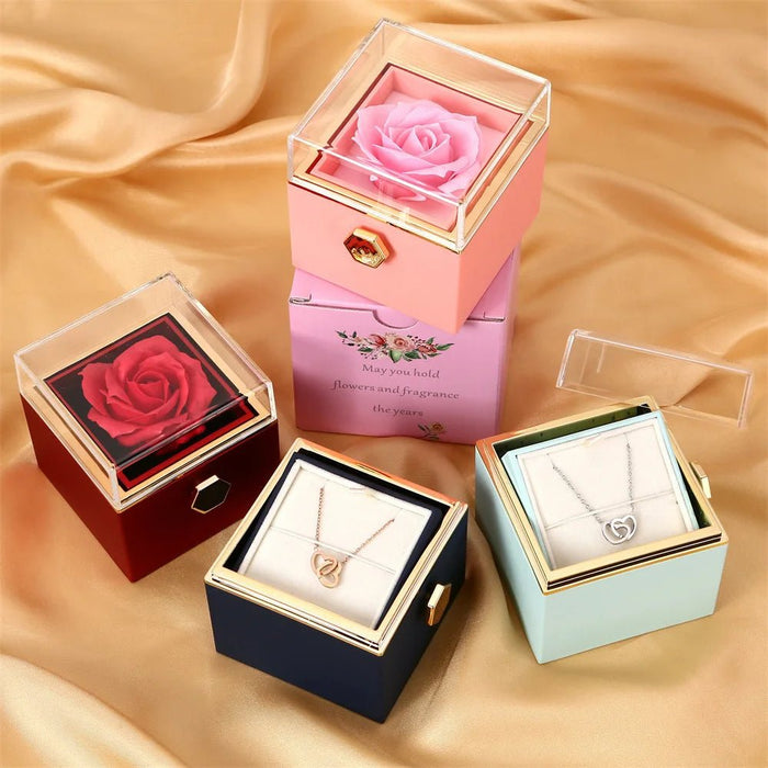 New Soap Rose Flower Jewelry Packaging Gift Box with Drawer Macaron Color Wedding Valentine's Day Birthday Present Boxes Decor - CLICK TIK