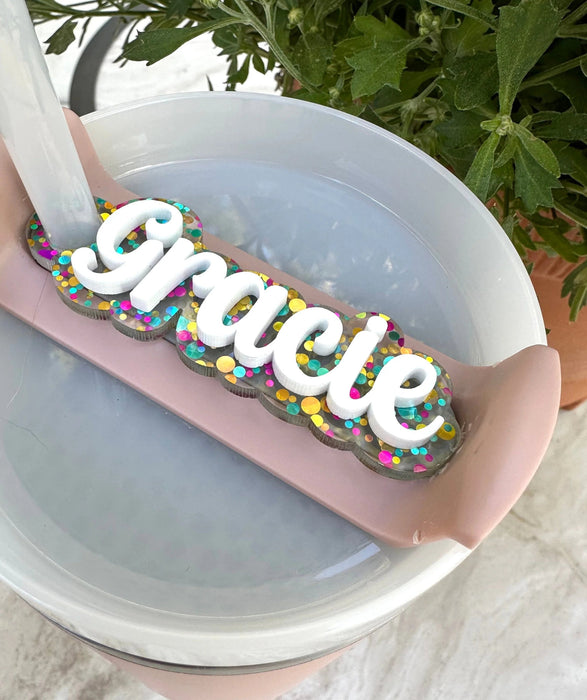 Personalized Name Cup Label Custom 40oz/30oz Water Cup Nameplate Accessories Handmade Acrylic Lid Name Label Best Friend Gift - CLICK TIK