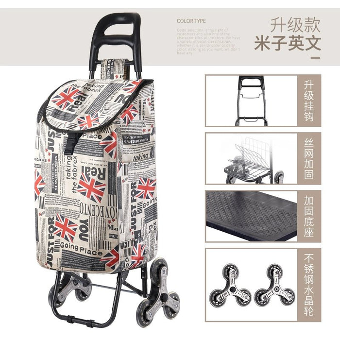 Portable Shopping Climbing Stairs Shopping Cart Luggage Trolley Household Foldable Lightweight Hand Trolley Trailer Elderly Trolley - CLICK TIK
