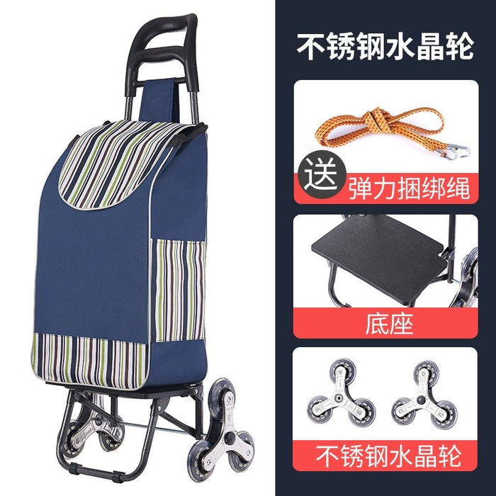 Portable Shopping Climbing Stairs Shopping Cart Luggage Trolley Household Foldable Lightweight Hand Trolley Trailer Elderly Trolley - CLICK TIK