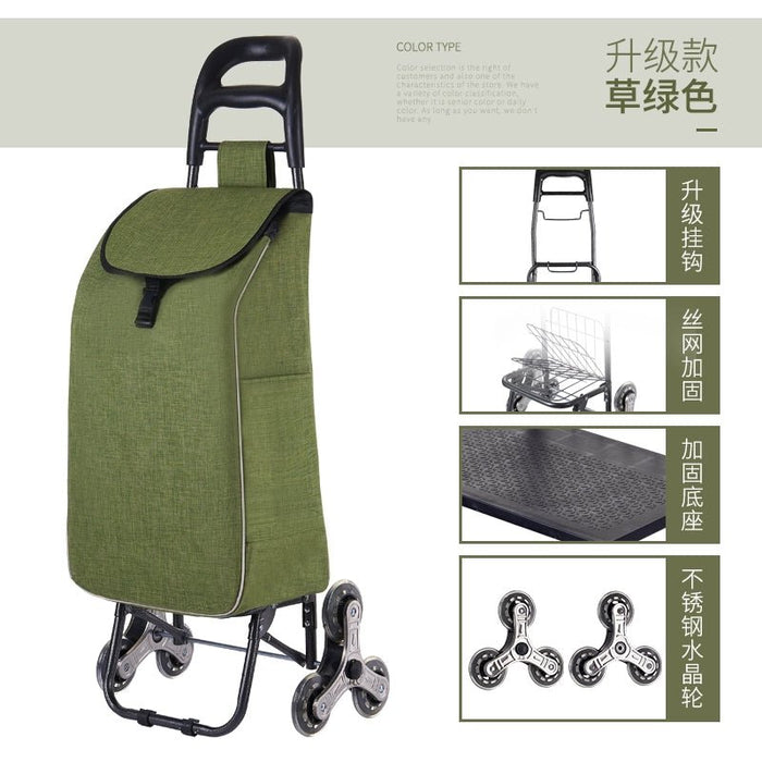 Portable Shopping Climbing Stairs Shopping Cart Luggage Trolley Household Foldable Lightweight Hand Trolley Trailer Elderly Trolley - CLICK TIK