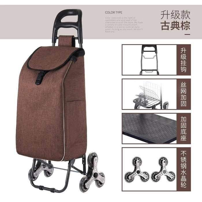 Portable Shopping Climbing Stairs Shopping Cart Luggage Trolley Household Foldable Lightweight Hand Trolley Trailer Elderly Trolley - CLICK TIK