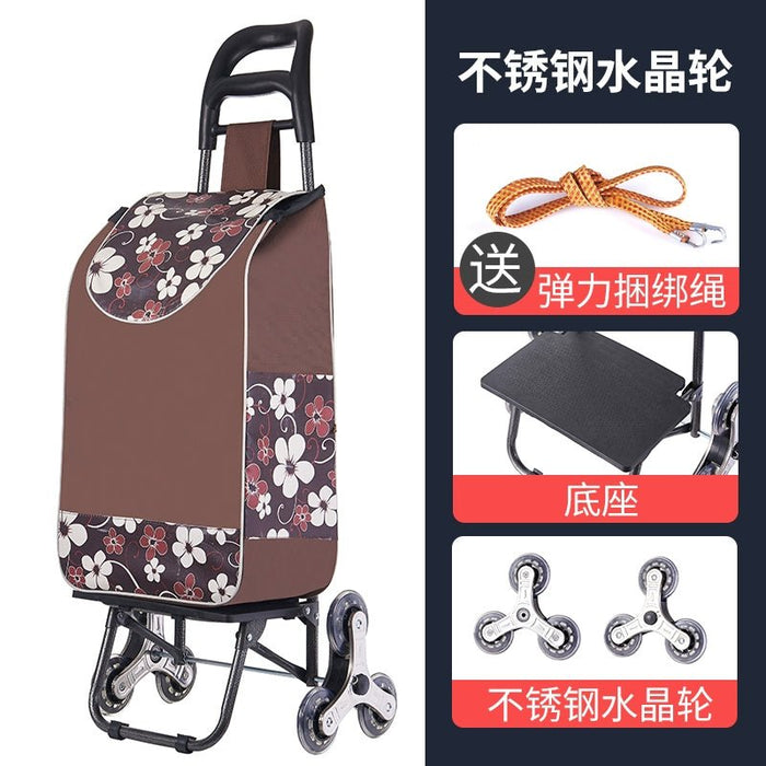 Portable Shopping Climbing Stairs Shopping Cart Luggage Trolley Household Foldable Lightweight Hand Trolley Trailer Elderly Trolley - CLICK TIK