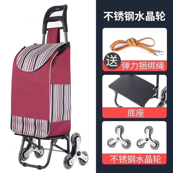 Portable Shopping Climbing Stairs Shopping Cart Luggage Trolley Household Foldable Lightweight Hand Trolley Trailer Elderly Trolley - CLICK TIK