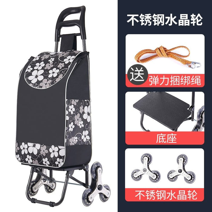 Portable Shopping Climbing Stairs Shopping Cart Luggage Trolley Household Foldable Lightweight Hand Trolley Trailer Elderly Trolley - CLICK TIK