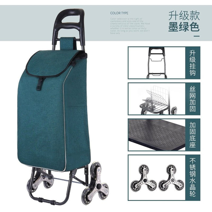 Portable Shopping Climbing Stairs Shopping Cart Luggage Trolley Household Foldable Lightweight Hand Trolley Trailer Elderly Trolley - CLICK TIK