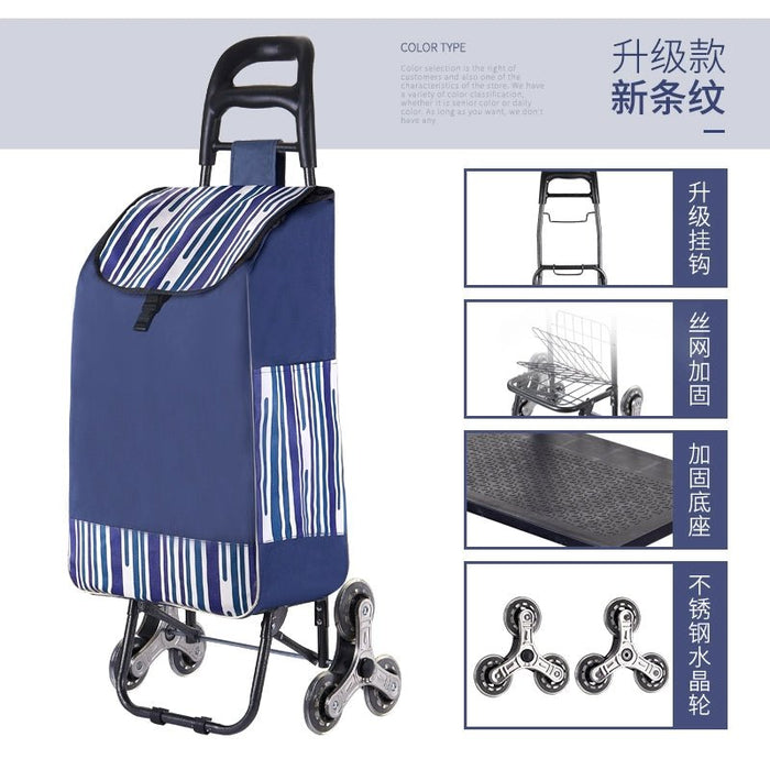 Portable Shopping Climbing Stairs Shopping Cart Luggage Trolley Household Foldable Lightweight Hand Trolley Trailer Elderly Trolley - CLICK TIK