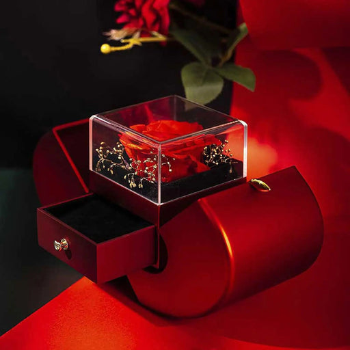 Preserved Real Red Rose With Hollow Clavicle Necklace - ''TO MY LOVE'',Jewelry Boxes with Necklace For Girlfriend/Wife/Mom Gifts - CLICK TIK