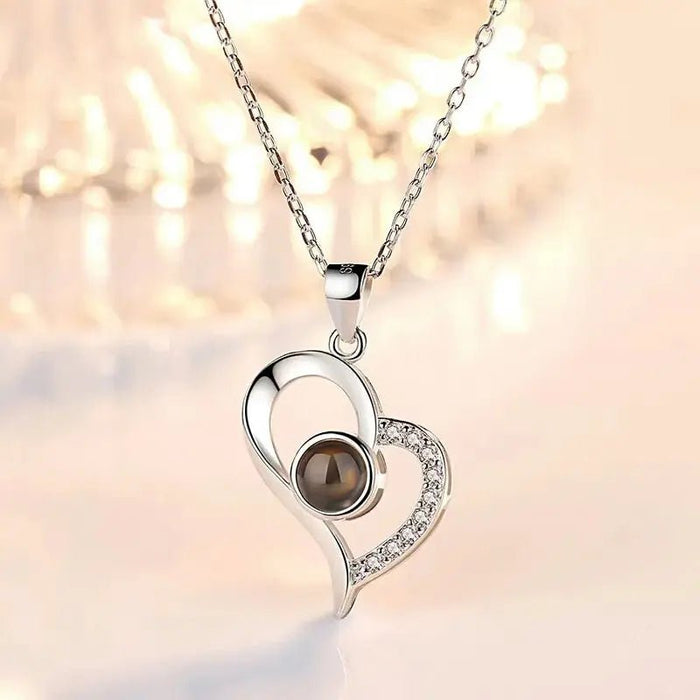 Projection necklace set with rose gift box I love you heart - shaped pendant jewelry Y2K - CLICK TIK