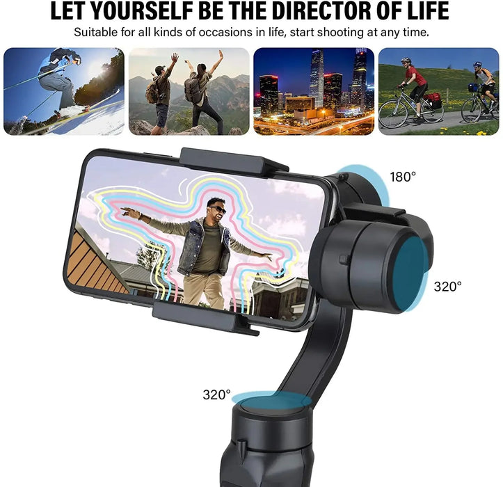 QAML Gimbal Stabiliser F6 3 - Axis/R15 Single - Axis Mobile Gimbal for Xiaomi iPhone 14 Pro Max YouTube TikTok Vlog Video Recording - CLICK TIK