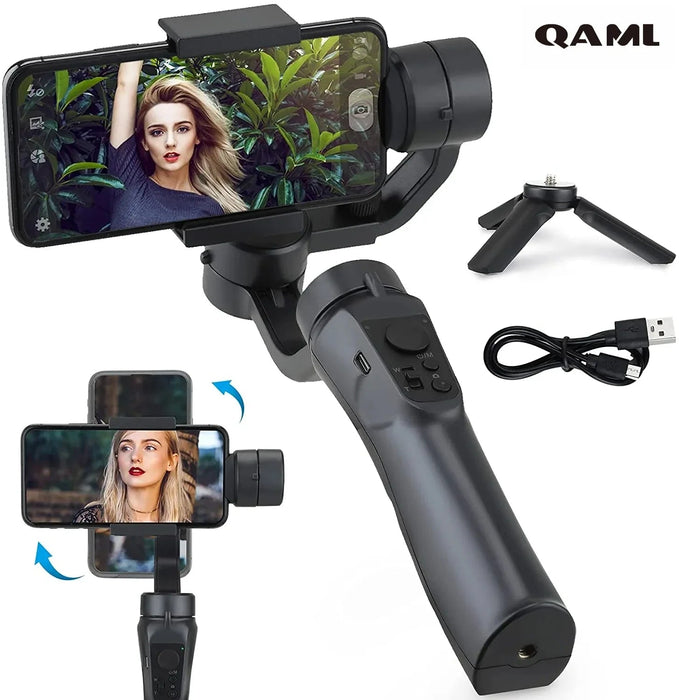 QAML Gimbal Stabiliser F6 3 - Axis/R15 Single - Axis Mobile Gimbal for Xiaomi iPhone 14 Pro Max YouTube TikTok Vlog Video Recording - CLICK TIK