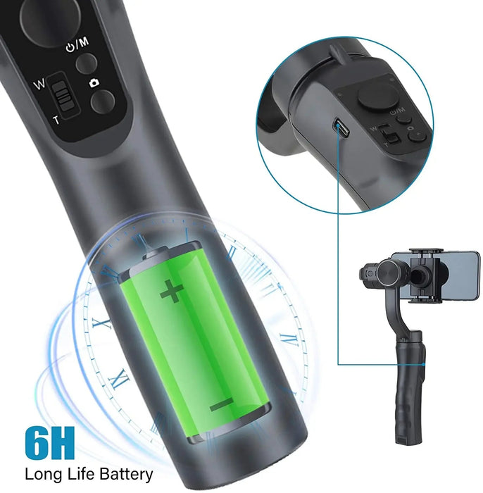 QAML Gimbal Stabiliser F6 3 - Axis/R15 Single - Axis Mobile Gimbal for Xiaomi iPhone 14 Pro Max YouTube TikTok Vlog Video Recording - CLICK TIK