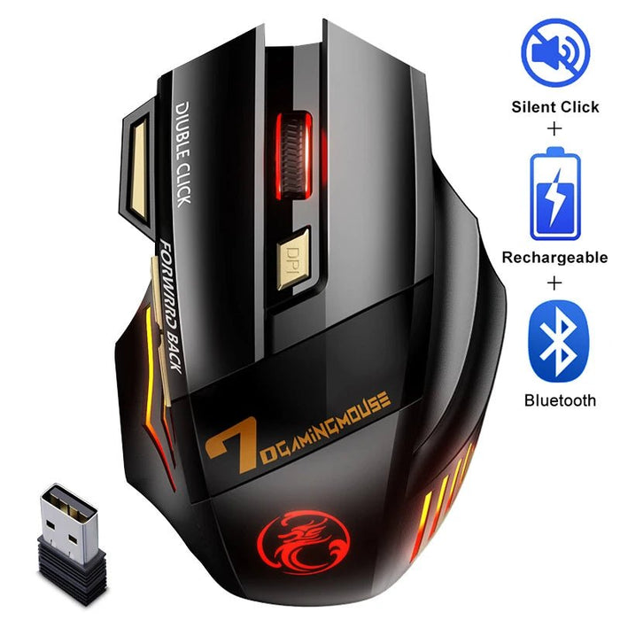 Rechargeable Bluetooth Mouse Wireless PC Gamer Mouse Computer Gaming Mouse Ergonomic Mause 5500 DPI Mice For Laptop Ipad - CLICK TIK