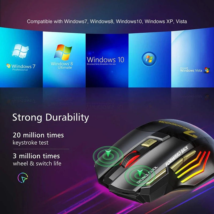Rechargeable Bluetooth Mouse Wireless PC Gamer Mouse Computer Gaming Mouse Ergonomic Mause 5500 DPI Mice For Laptop Ipad - CLICK TIK