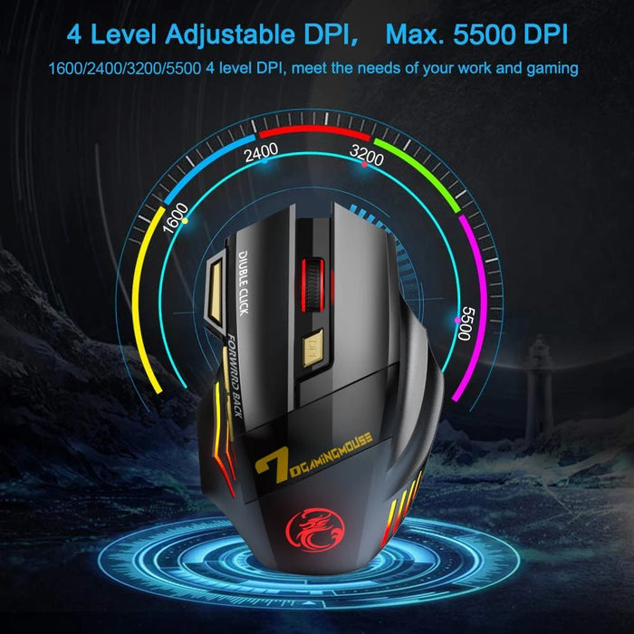 Rechargeable Bluetooth Mouse Wireless PC Gamer Mouse Computer Gaming Mouse Ergonomic Mause 5500 DPI Mice For Laptop Ipad - CLICK TIK