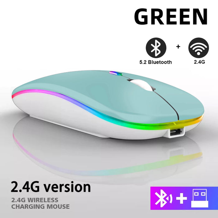 Rechargeable Bluetooth Wireless Mouse with 2.4GHz USB RGB 1600DPI Mouse for Computer Laptop Tablet PC Macbook Gaming Mouse Gamer - CLICK TIK