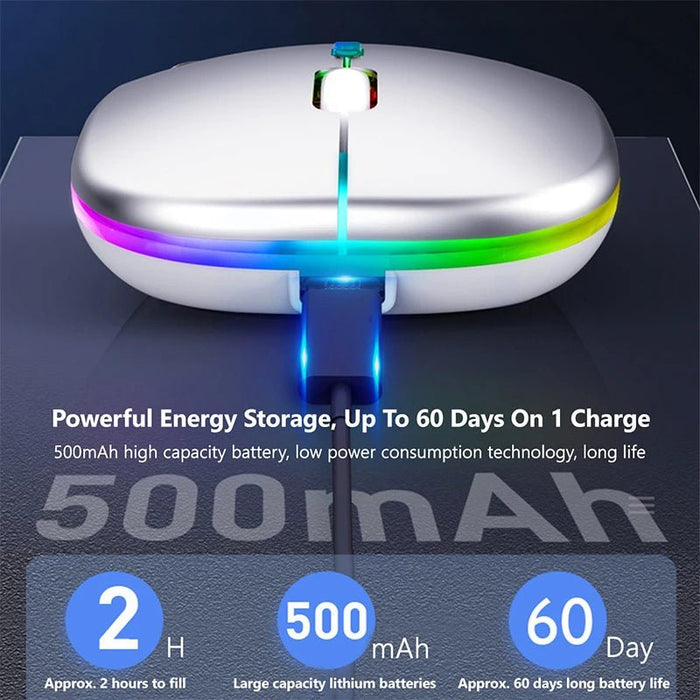 Rechargeable Bluetooth Wireless Mouse with 2.4GHz USB RGB 1600DPI Mouse for Computer Laptop Tablet PC Macbook Gaming Mouse Gamer - CLICK TIK
