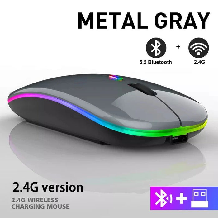 Rechargeable Bluetooth Wireless Mouse with 2.4GHz USB RGB 1600DPI Mouse for Computer Laptop Tablet PC Macbook Gaming Mouse Gamer - CLICK TIK
