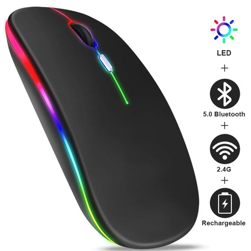 Rechargeable Bluetooth Wireless Mouse with 2.4GHz USB RGB 1600DPI Mouse for Computer Laptop Tablet PC Macbook Gaming Mouse Gamer - CLICK TIK