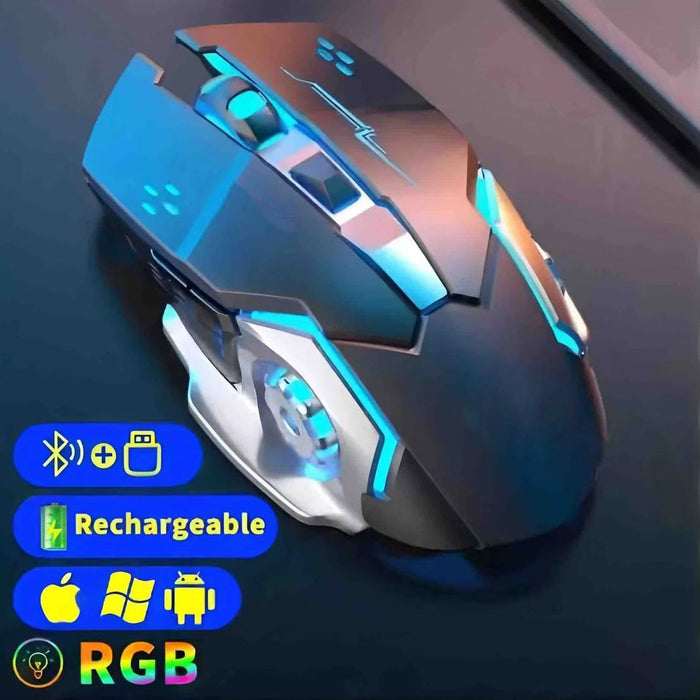 Rechargeable Wireless Mouse 2.4Ghz Bluetooth Gaming RGB Mouse USB Silent Mechanical Backlight E - Sports Gamer Mice For Computer - CLICK TIK