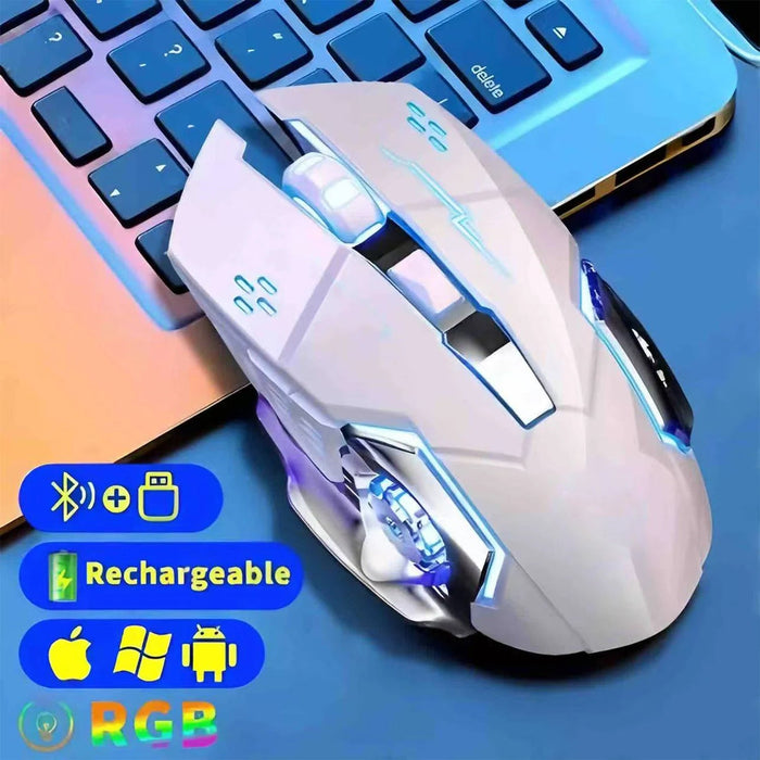 Rechargeable Wireless Mouse 2.4Ghz Bluetooth Gaming RGB Mouse USB Silent Mechanical Backlight E - Sports Gamer Mice For Computer - CLICK TIK