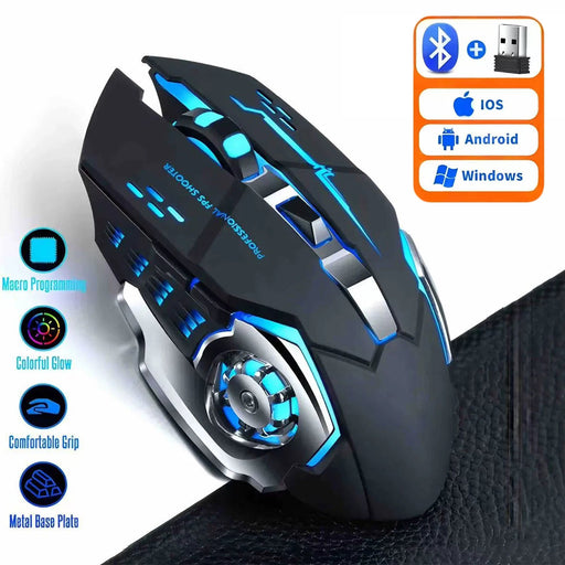 Rechargeable Wireless Mouse 2.4Ghz Bluetooth Gaming RGB Mouse USB Silent Mechanical Backlight E - Sports Gamer Mice For Computer - CLICK TIK