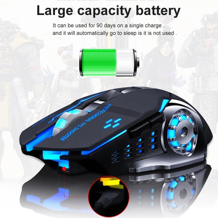Rechargeable Wireless Mouse Gaming Computer Silent Bluetooth Mouse 2.4G USB Mechanical Backlight PC Gamer Mouse For Computer - CLICK TIK