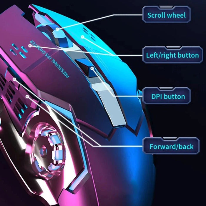 Rechargeable Wireless Mouse Gaming Computer Silent Bluetooth Mouse 2.4G USB Mechanical Backlight PC Gamer Mouse For Computer - CLICK TIK
