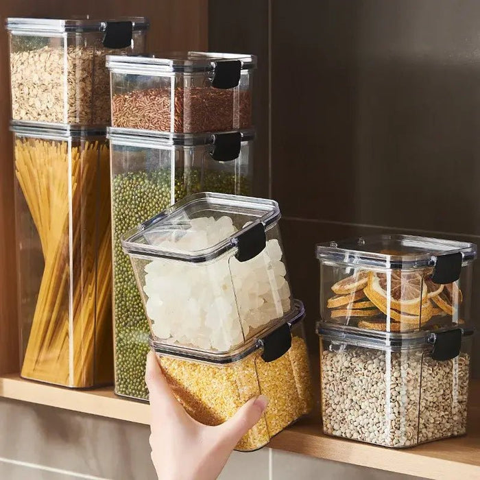 Sealed plastic food storage box cereal candy Dried jars with lid fridge storageTank containers household items kitchen organizer - CLICK TIK