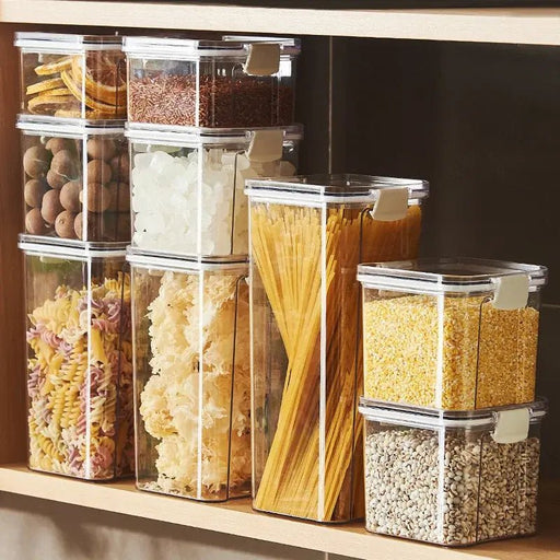 Sealed plastic food storage box cereal candy Dried jars with lid fridge storageTank containers household items kitchen organizer - CLICK TIK