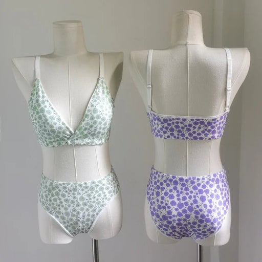 Seamless Bra Set Women Low Waist Panties Floral Bralette Sexy Lingerie Set Gilrls Vneck Brassiere Female Sport Underwear Set - CLICK TIK