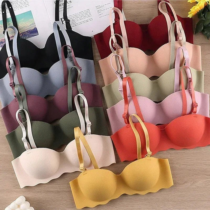Sexy Bras Push Up Seamless Underwear Women Solid Color Wireless Lingerie Feamle One - pieces Gather Convertible Straps Brassiere - CLICK TIK