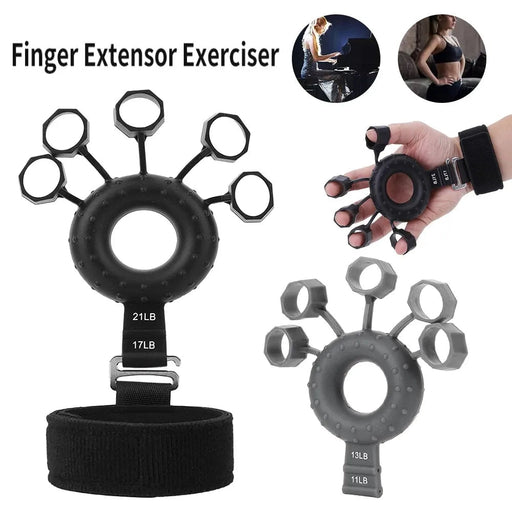 Silicone Adjustable Finger Extensor Exerciser Gripper Finger Strengthener with Wristband Hand Muscle Trainer for Climbing Guitar - CLICK TIK