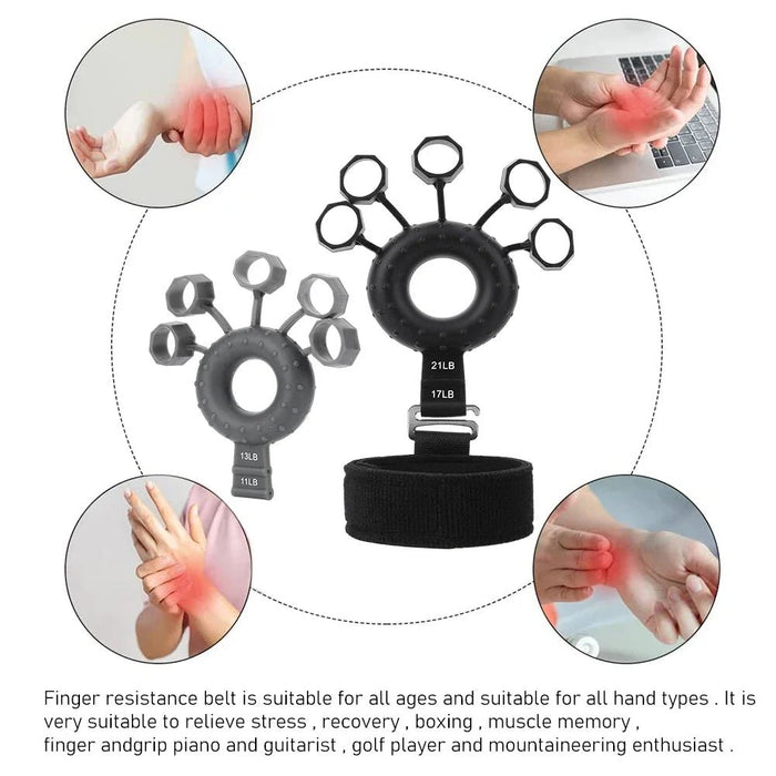 Silicone Adjustable Finger Extensor Exerciser Gripper Finger Strengthener with Wristband Hand Muscle Trainer for Climbing Guitar - CLICK TIK