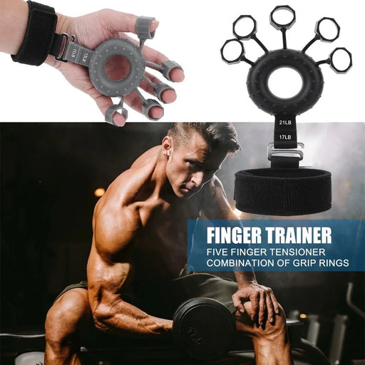 Silicone Adjustable Finger Extensor Exerciser Gripper Finger Strengthener with Wristband Hand Muscle Trainer for Climbing Guitar - CLICK TIK