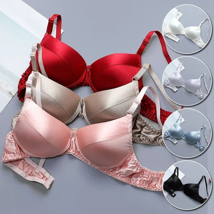 Silk bra 100% double - sided silk seamless underwear Women's thin style without steel ring breathable bra - CLICK TIK