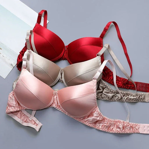 Silk bra 100% double - sided silk seamless underwear Women's thin style without steel ring breathable bra - CLICK TIK