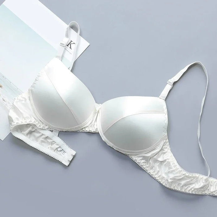 Silk bra 100% double - sided silk seamless underwear Women's thin style without steel ring breathable bra - CLICK TIK