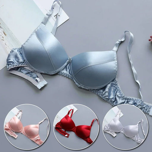 Silk bra 100% double - sided silk seamless underwear Women's thin style without steel ring breathable bra - CLICK TIK