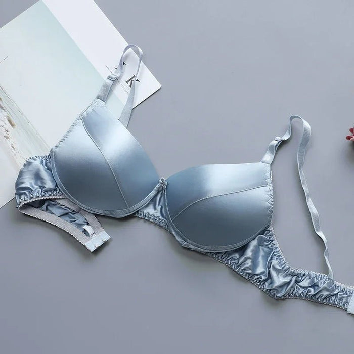 Silk bra 100% double - sided silk seamless underwear Women's thin style without steel ring breathable bra - CLICK TIK