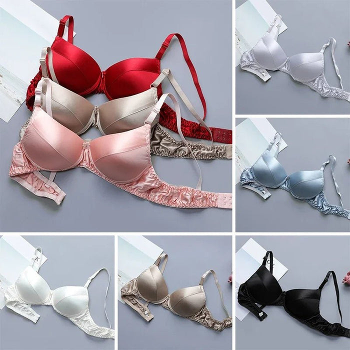 Silk bra 100% double - sided silk seamless underwear Women's thin style without steel ring breathable bra - CLICK TIK
