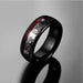 Spiral Motif and Red Guitar String Tungsten Ring - CLICK TIK