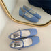Square Toe Vintage Strap Satin Surface Mary Jane Shoes - CLICK TIK