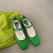 Square Toe Vintage Strap Satin Surface Mary Jane Shoes - CLICK TIK