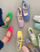 Square Toe Vintage Strap Satin Surface Mary Jane Shoes - CLICK TIK