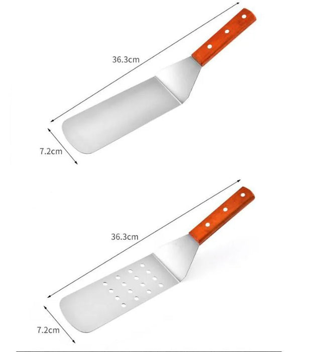 Stainless Steel Metal BBQ Grill Turner Spatula Kitchen Cooking Utensils Accessories For Cutlets Bacon Teppanyaki Pancake - CLICK TIK